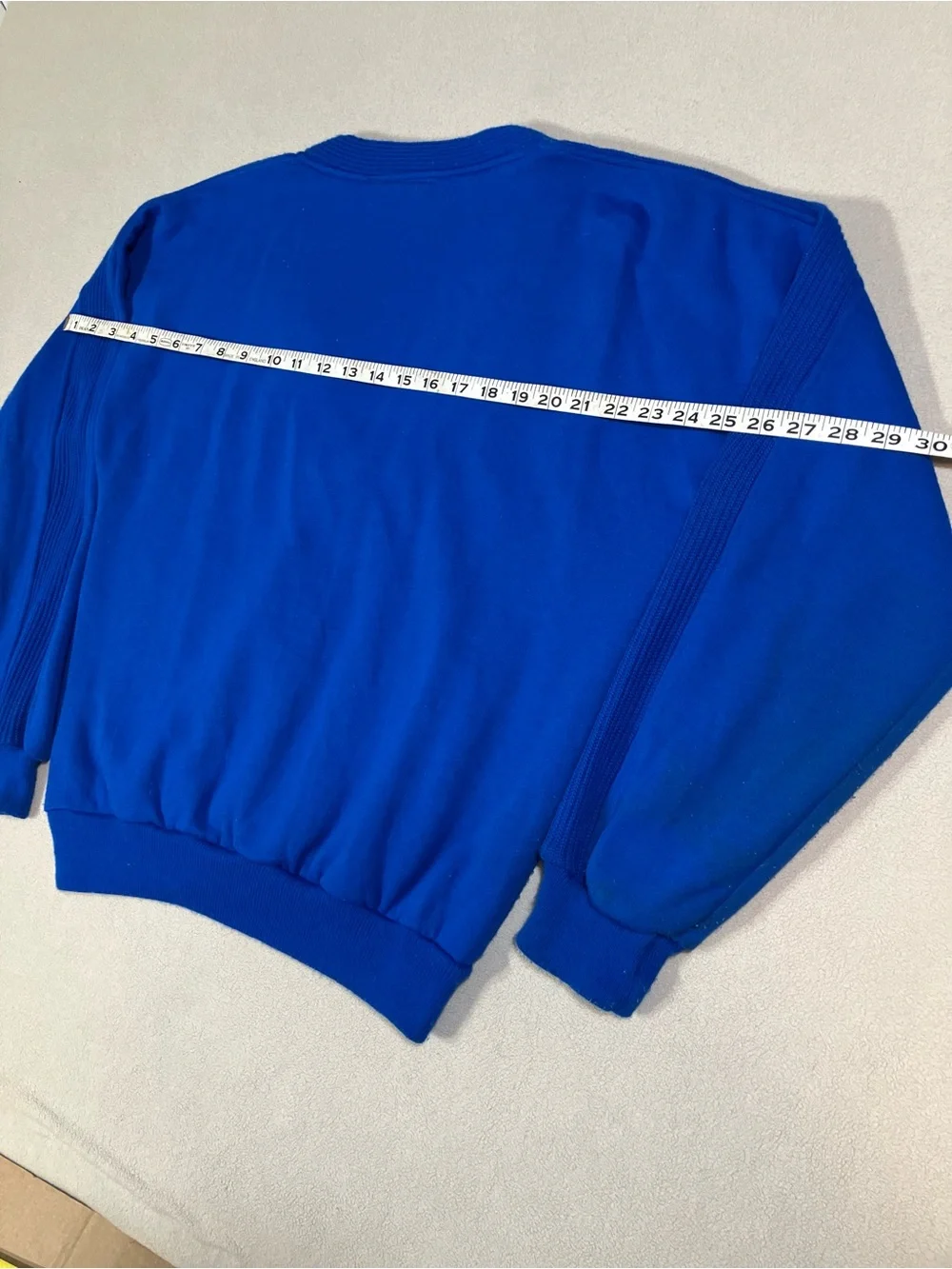 Vtg 80s Track & Court Cobalt Blue V Neck Sweater Pullover Mens S Athletic